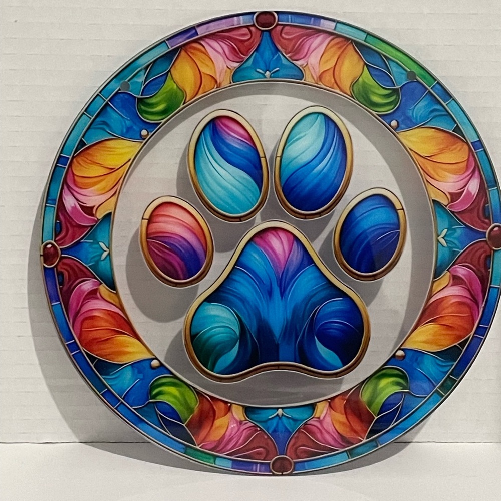 Suncatcher Acrylic Paw Print Dog Home Decor Gifts Memorial 7.5”
